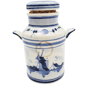 VTG Handpainted Delft Blue Ceramic Jar Holland Dutch Windmill 1944 Porcelain 40s